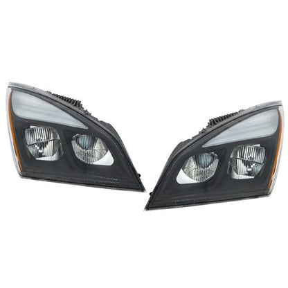 For Freightliner Cascadia Full LED Black Housing Headlights Headlamps 2018-2023