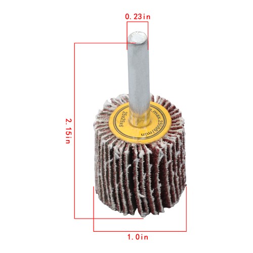 5 Pack 1" x 1" x 1/4" Shank Mounted Flap Wheels 80 Grit Aluminum Oxide