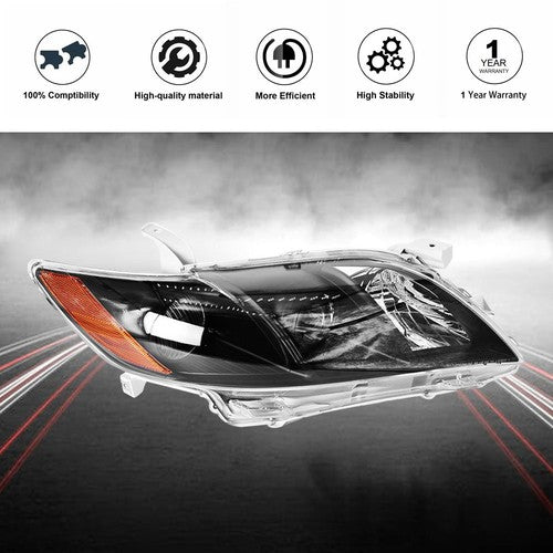 Fit For Toyota Camry 2007-2009 LH+RH Headlight Replacement Black Housing