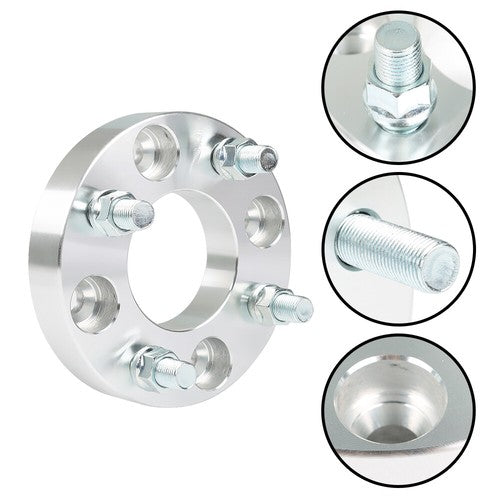 Wheel Flange 1" 4x101.6mm Hub Bore 62mm Thread Size 1/2"x20 Silver 2Pcs