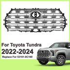Front Upper Grille Brushed Satin Aluminum for Toyota Tundra 2022-2024 Platinum