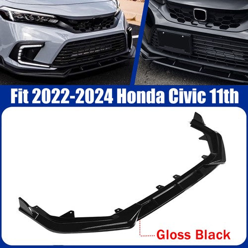 Front Bumper Lip Splitter Gloss Black 3PCS for 2022-2024 for Honda Civic Si