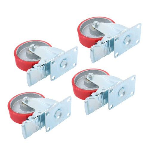 4 Inch Heavy Duty Casters, Swivel Caster Wheels with Brake, Polyurethane