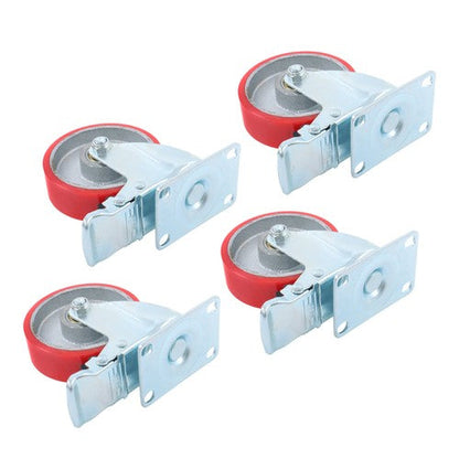 4 Inch Heavy Duty Casters, Swivel Caster Wheels with Brake, Polyurethane