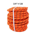 Orange & Black 48 Strands Polyester Braided Arborist Bull Rope 8626lbs 3/4"×120'