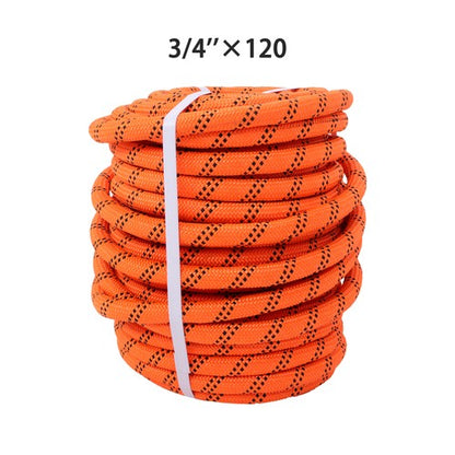 Orange & Black 48 Strands Polyester Braided Arborist Bull Rope 8626lbs 3/4"×120'