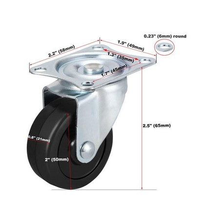 2" Swivel Caster Wheels Rubber Base & Top Plate Bearing Heavy Duty 24 Pack