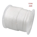 5/16 Inch 250ft White Nylon Solid Braid Rope | High UV & Abrasion Resistance