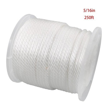 5/16 Inch 250ft White Nylon Solid Braid Rope | High UV & Abrasion Resistance