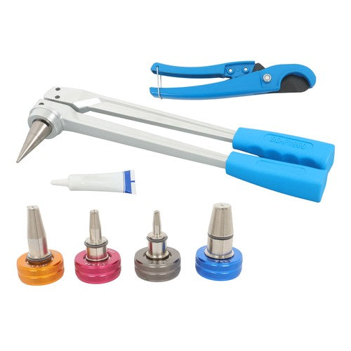 Precision Manual PEX Pipe Expander Tool Kit Expansion Heads W/ 3/8",1/2",3/4",1"