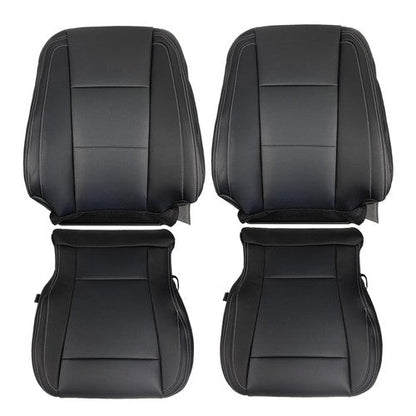 Black For Ford F150 2015-2017 Driver&Passenger Bottom And Top Seat Cover Leather