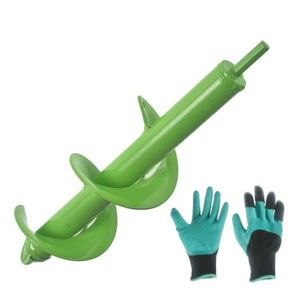 DIY Garden Auger Lime- 3"x12" Drill Bit Hole Digger With Thickened Spirals Green