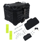 With Black Armor Clock Model Aluminum Motorcycle Top Case Hard 45L Black Trunk