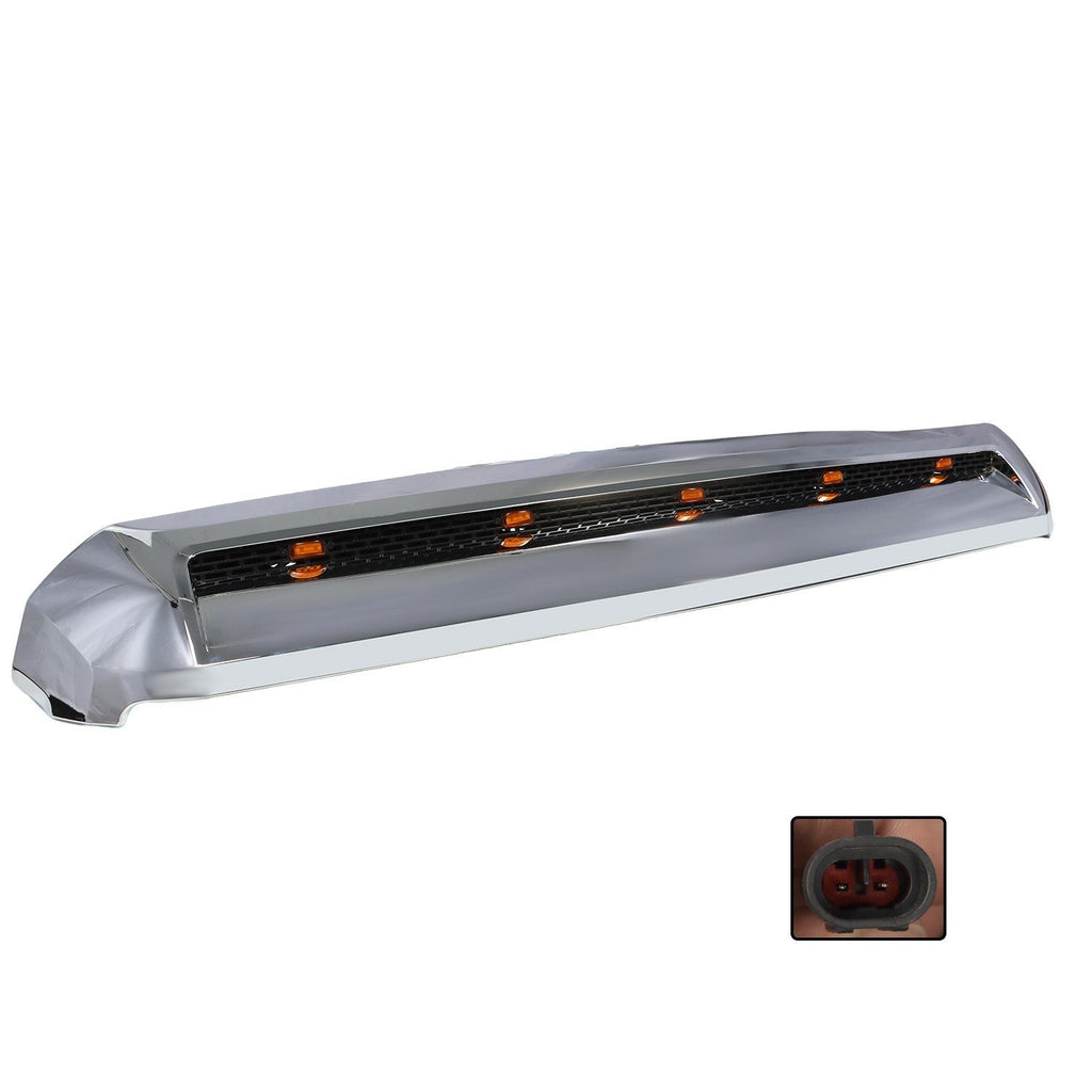 Chrome Front Upper Hood Bulge Molding Grille w/Lights for 2014-21 Toyota Tundra