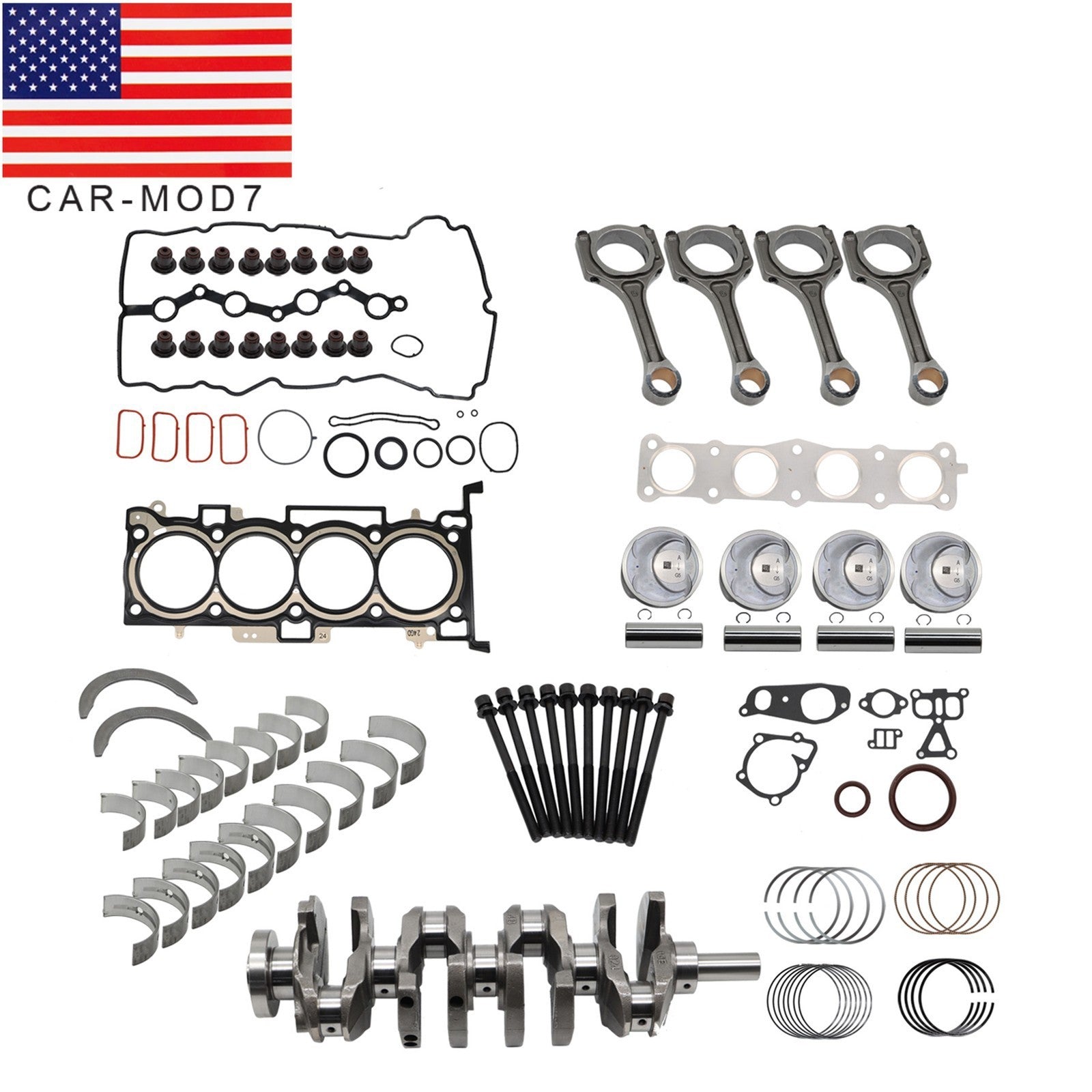 Engine Rebuild Kit for 11-20 Hyundai Kia G4KJ 2.4L Crankshaft & Con Rods