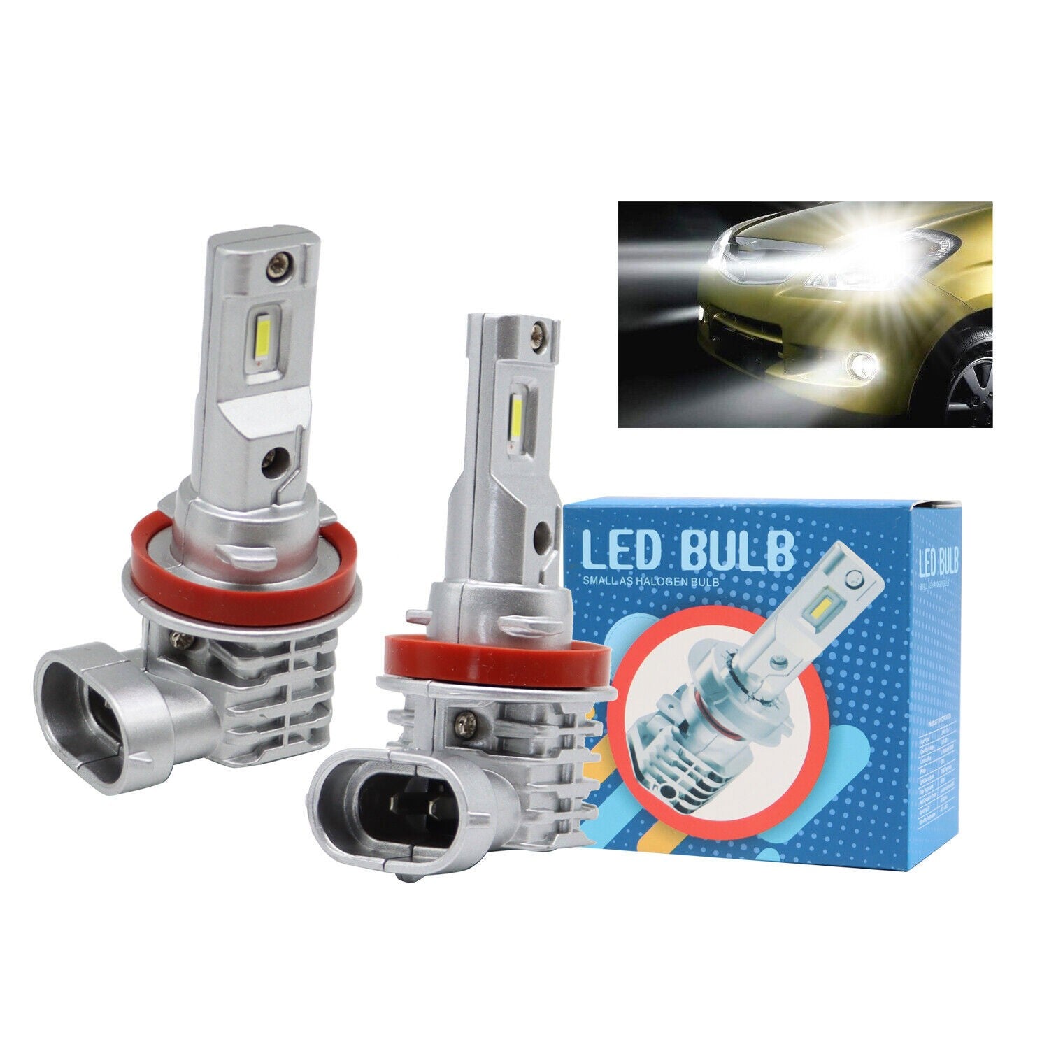 H11 H8 H9 LED Headlight Kit 6500K 360000LM Super Bright High Low Beam Bulbs