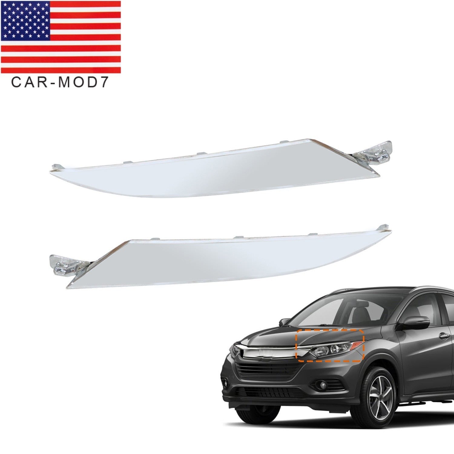 2019-21 Honda HRV Headlight Trim & Front Hood Chrome Grille Molding