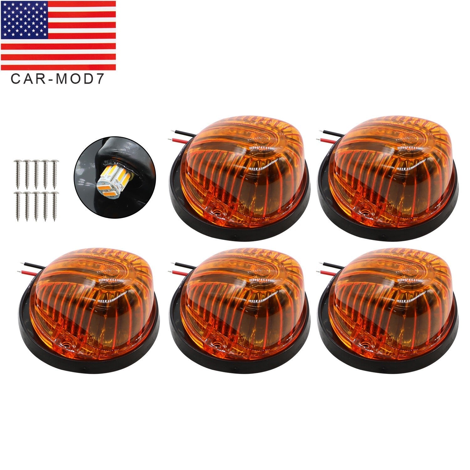 Amber Roof Top Cab Marker Lights + 194 LED for 1973-1987 Chevy GMC C/K