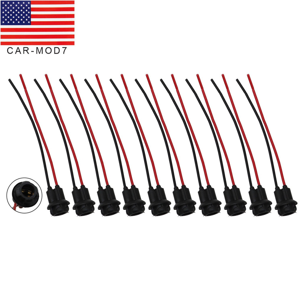Pack of 10 T10 194 168 Pigtail Light Wiring Harness Socket Extension
