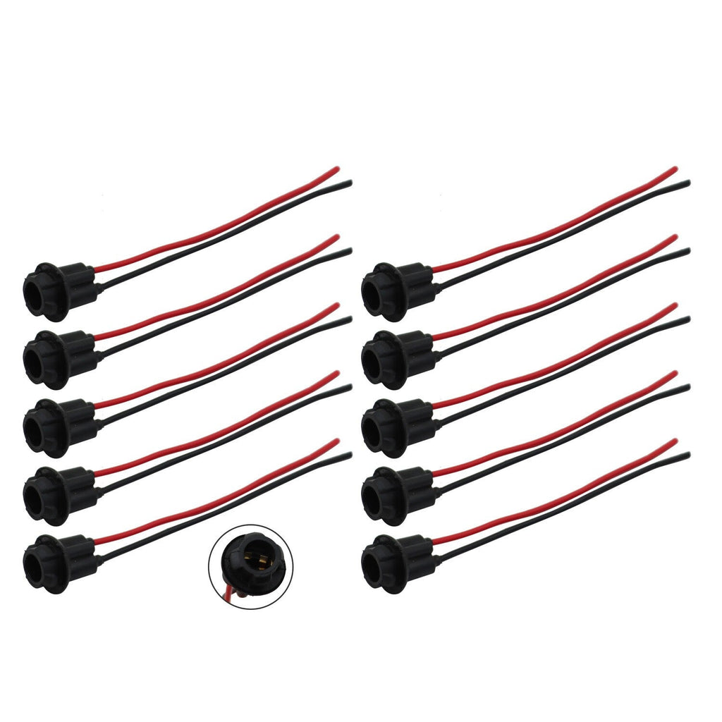 Pack of 10 T10 194 168 Pigtail Light Wiring Harness Socket Extension