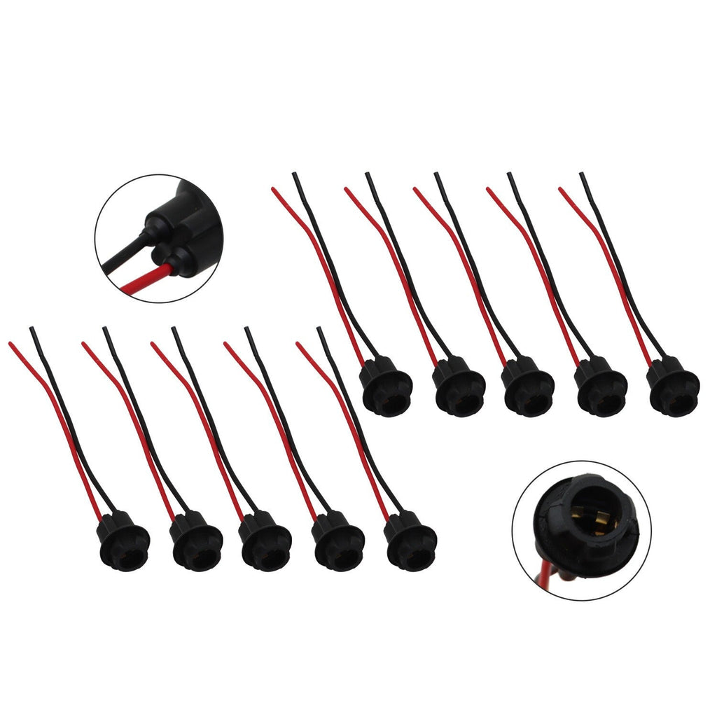 Pack of 10 T10 194 168 Pigtail Light Wiring Harness Socket Extension