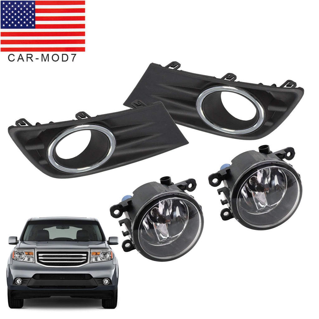 Honda Pilot 2012-2015 Bumper Fog Light Pair with Chrome Trim & Cover