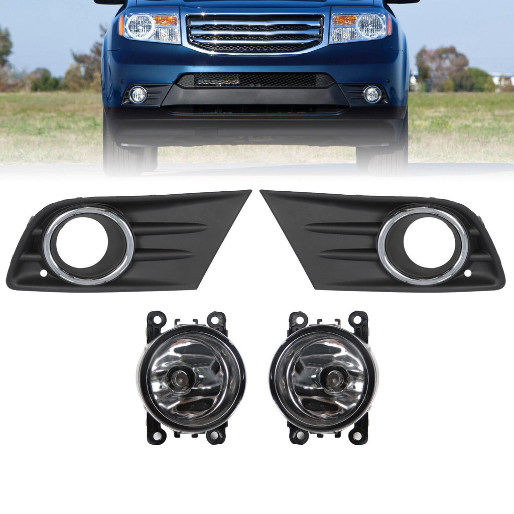 Honda Pilot 2012-2015 Bumper Fog Light Pair with Chrome Trim & Cover
