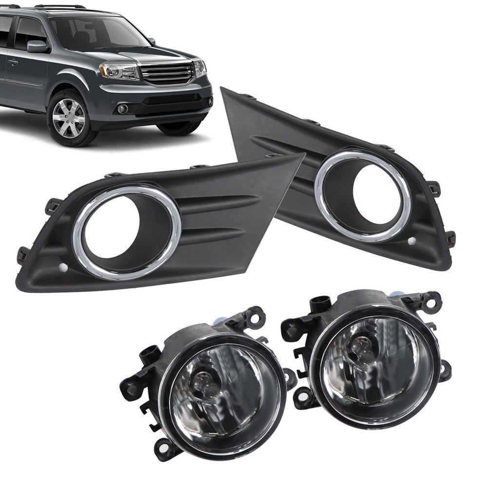 Honda Pilot 2012-2015 Bumper Fog Light Pair with Chrome Trim & Cover