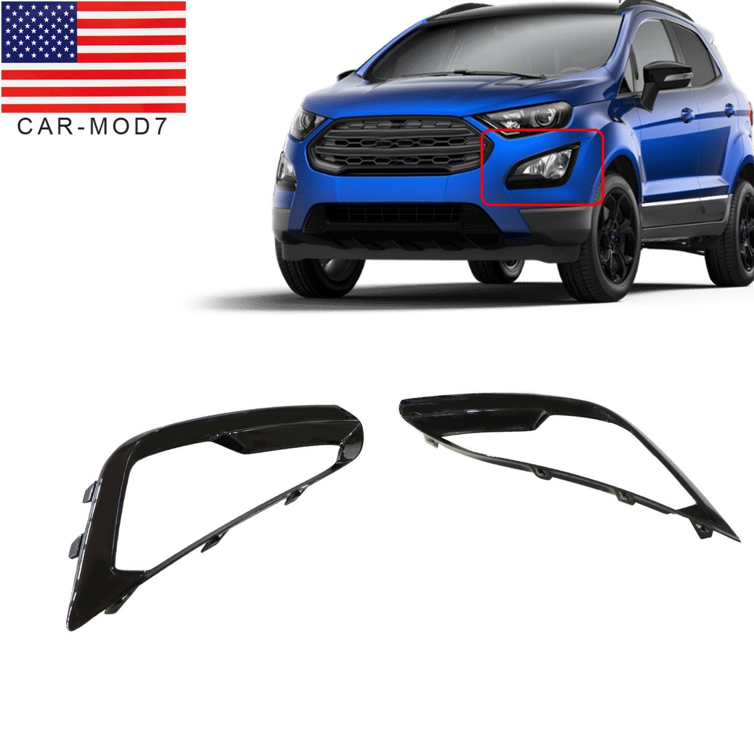 Ford EcoSport 2018-2021 Fog Light Bezel Cover Frame Black Pair