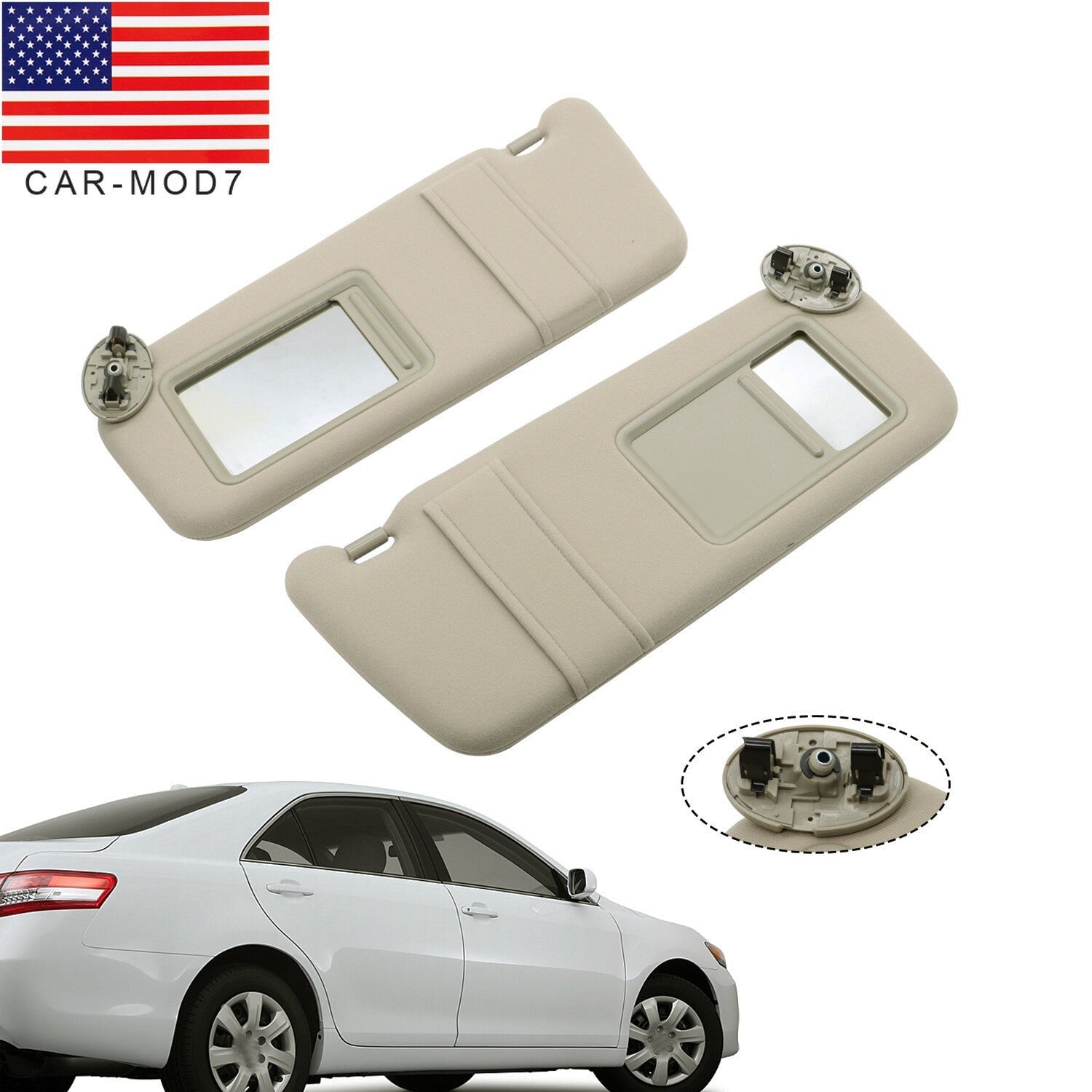 Pair Sun Visors Left & Right for 2007-2011 Toyota Camry Beige Tan