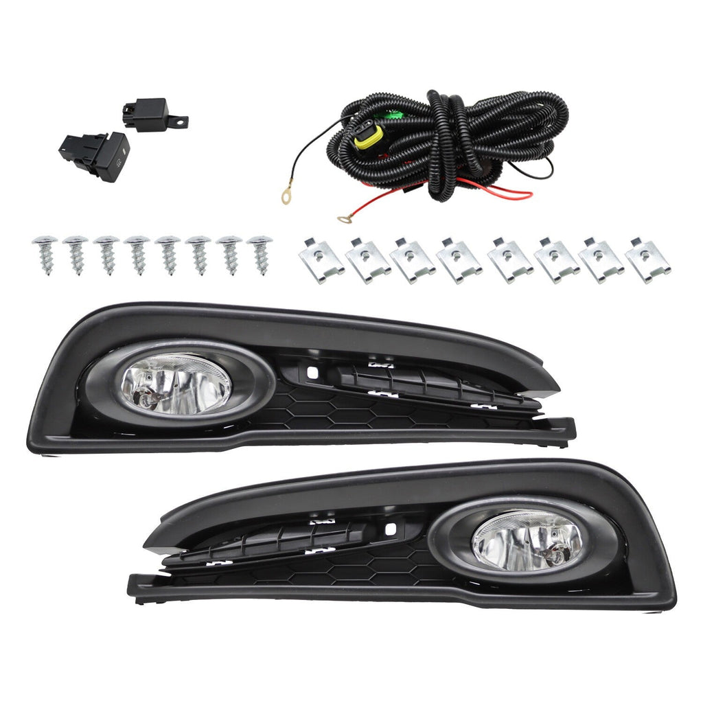 Pair 2013-2015 Honda Civic Sedan Clear Fog Lights Bumper Lamps w/Wiring