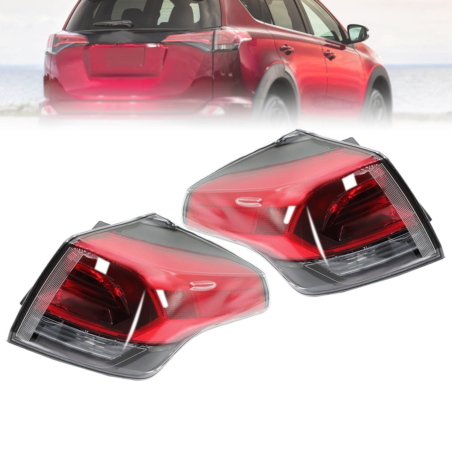 2016-18 Toyota RAV4 Left & Right Tail Light Outer Rear Halogen Pair
