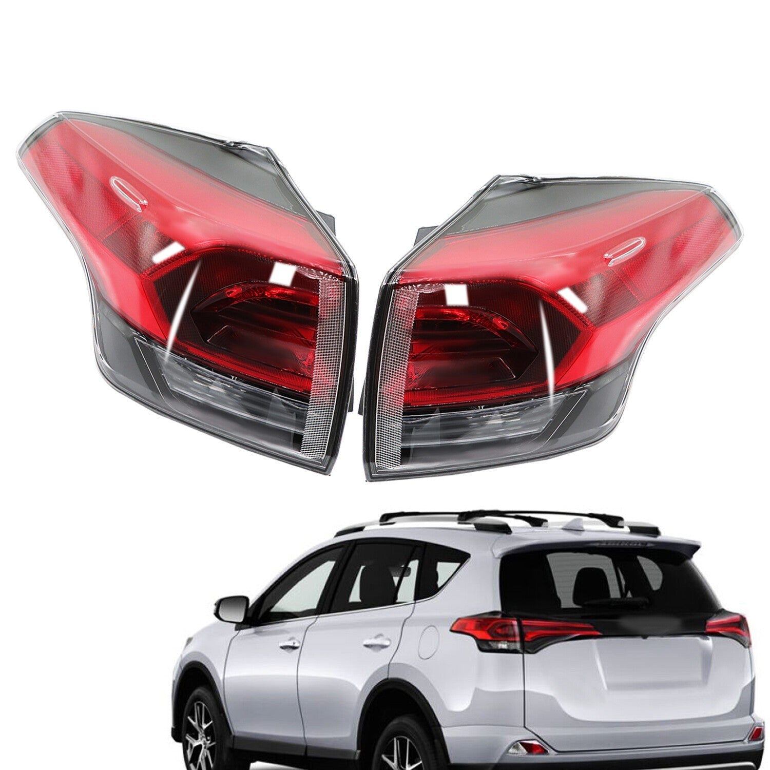 2016-18 Toyota RAV4 Left & Right Tail Light Outer Rear Halogen Pair