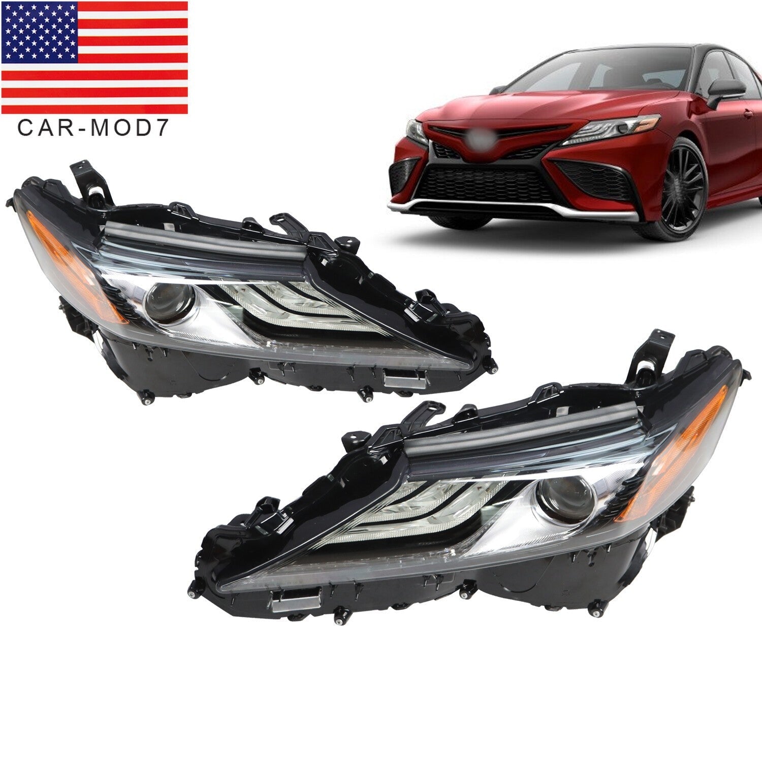 2018-2022 Toyota Camry XSE XLE Full LED Headlights Pair Left & Right Side