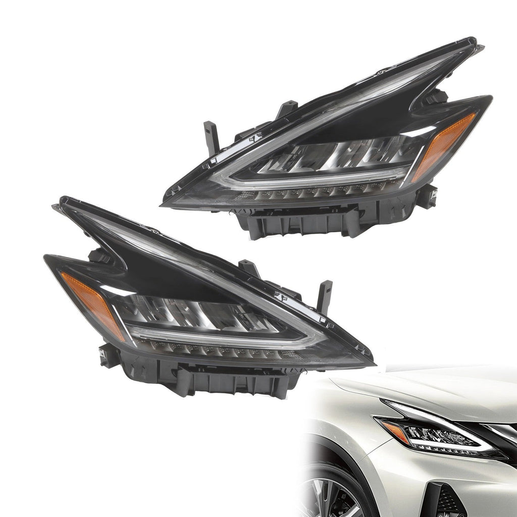 2022-2023 Nissan Murano LED Headlights Black Housing Factory Headlamps Pair