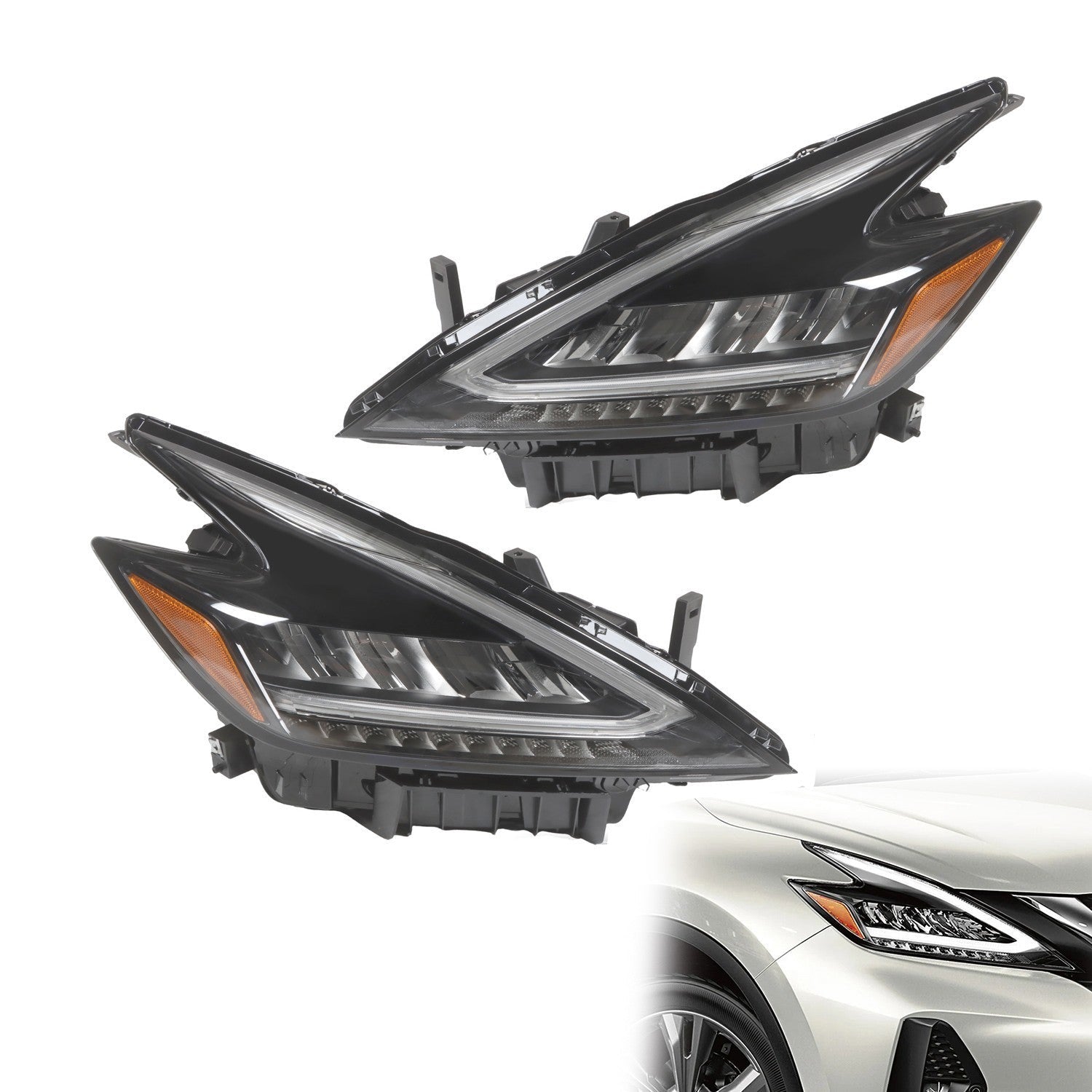 2022-2023 Nissan Murano LED Headlights Black Housing Factory Headlamps Pair