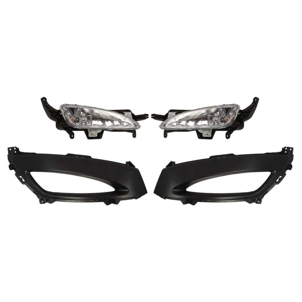 2011-2013 Kia Optima Front Bumper Fog Lights & Bezels Set Pair