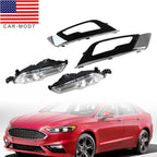 Ford Fusion Mondeo 2017-2018 Front Bumper LED Fog Lights with Cover Bezel Pair