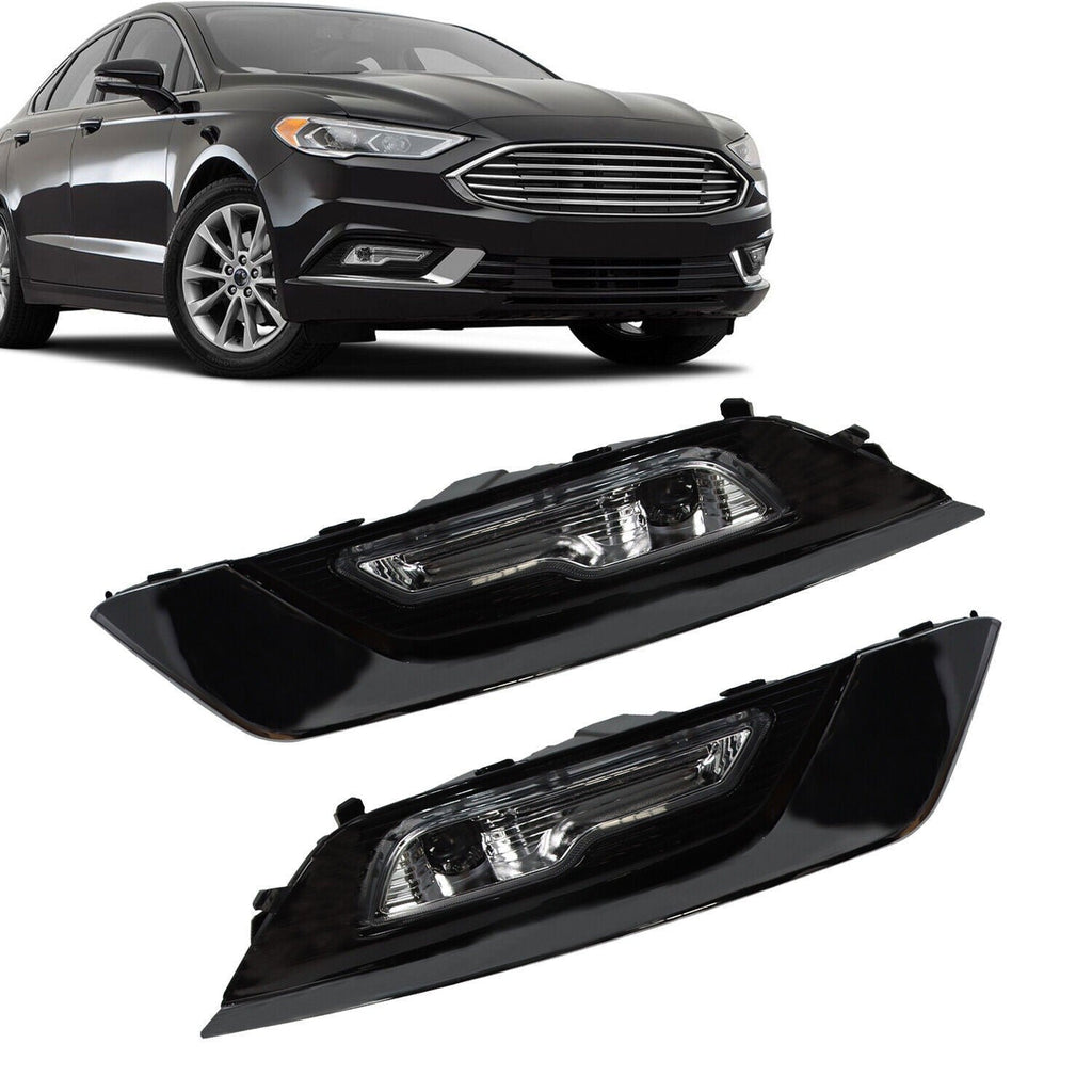 Ford Fusion Mondeo 2017-2018 Front Bumper LED Fog Lights with Cover Bezel Pair