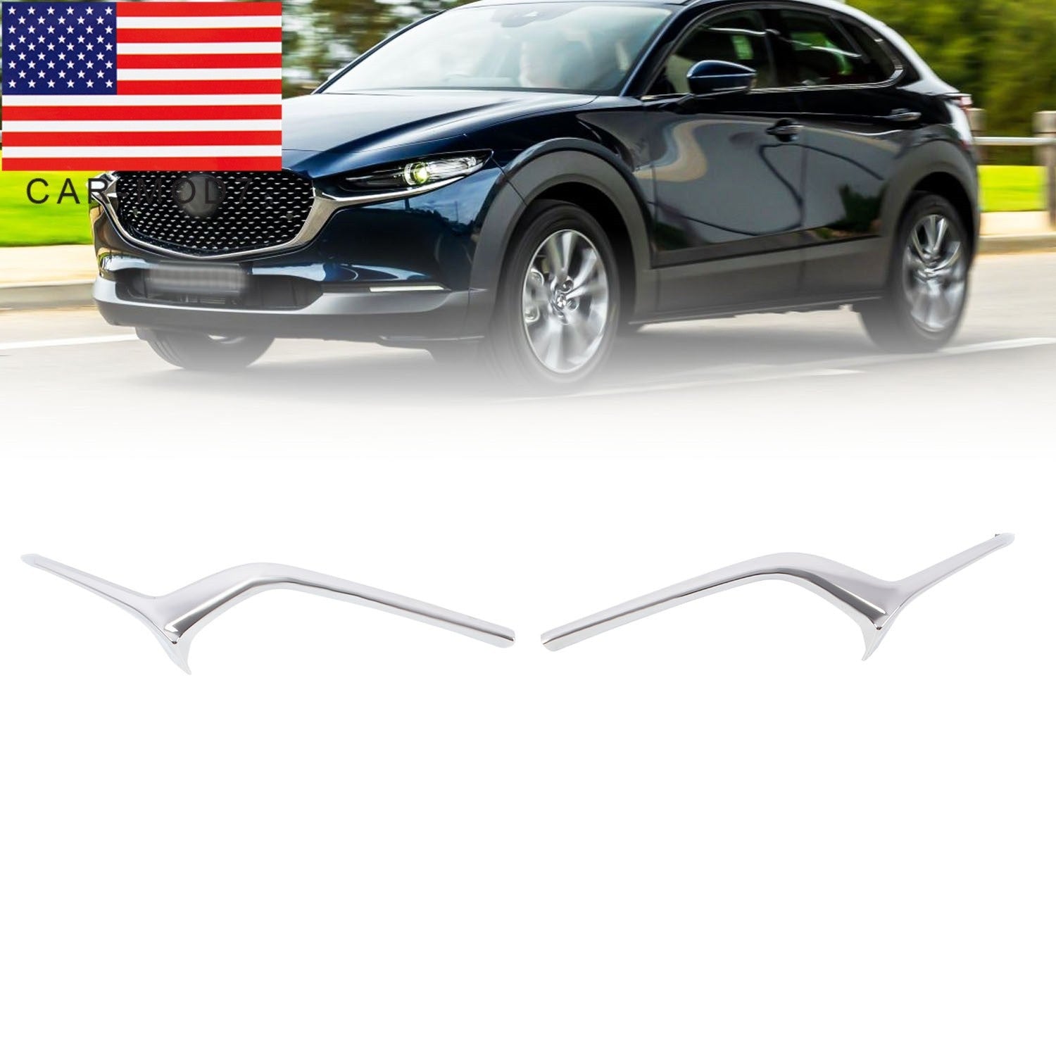 Mazda CX-30 2020-2023 Front Bumper Chrome Molding Trim Left & Right Pair