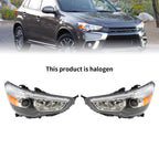 Pair Halogen Headlights Front Lamps for 2011-2019 Mitsubishi Outlander Sport