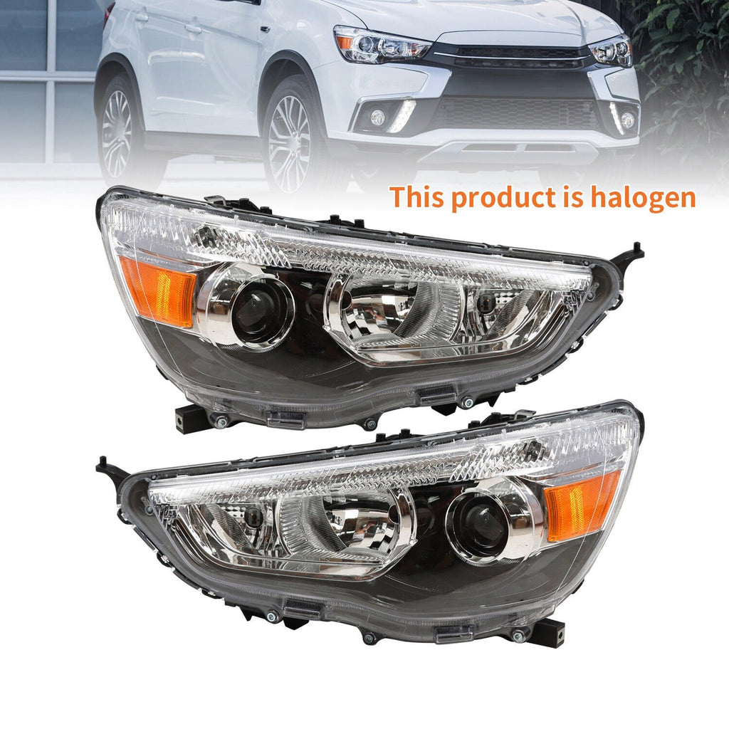 Pair Halogen Headlights Front Lamps for 2011-2019 Mitsubishi Outlander Sport