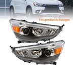 Pair Halogen Headlights Front Lamps for 2011-2019 Mitsubishi Outlander Sport
