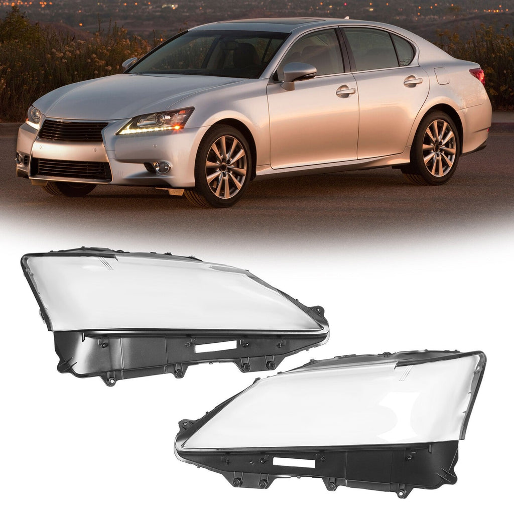 Pair Headlight Lens Clear Cover LH & RH for 2013-2015 Lexus GS350 GS450h