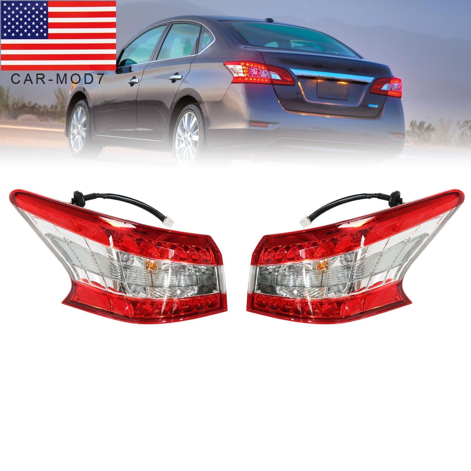 Pair LED Tail Lights Outer LH RH for 2013-2015 Nissan Sentra Left & Right