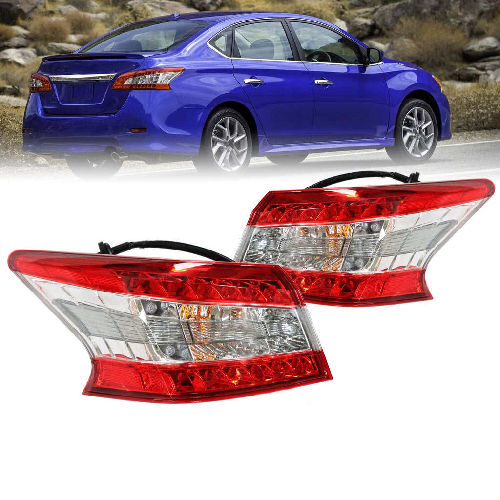 Pair LED Tail Lights Outer LH RH for 2013-2015 Nissan Sentra Left & Right