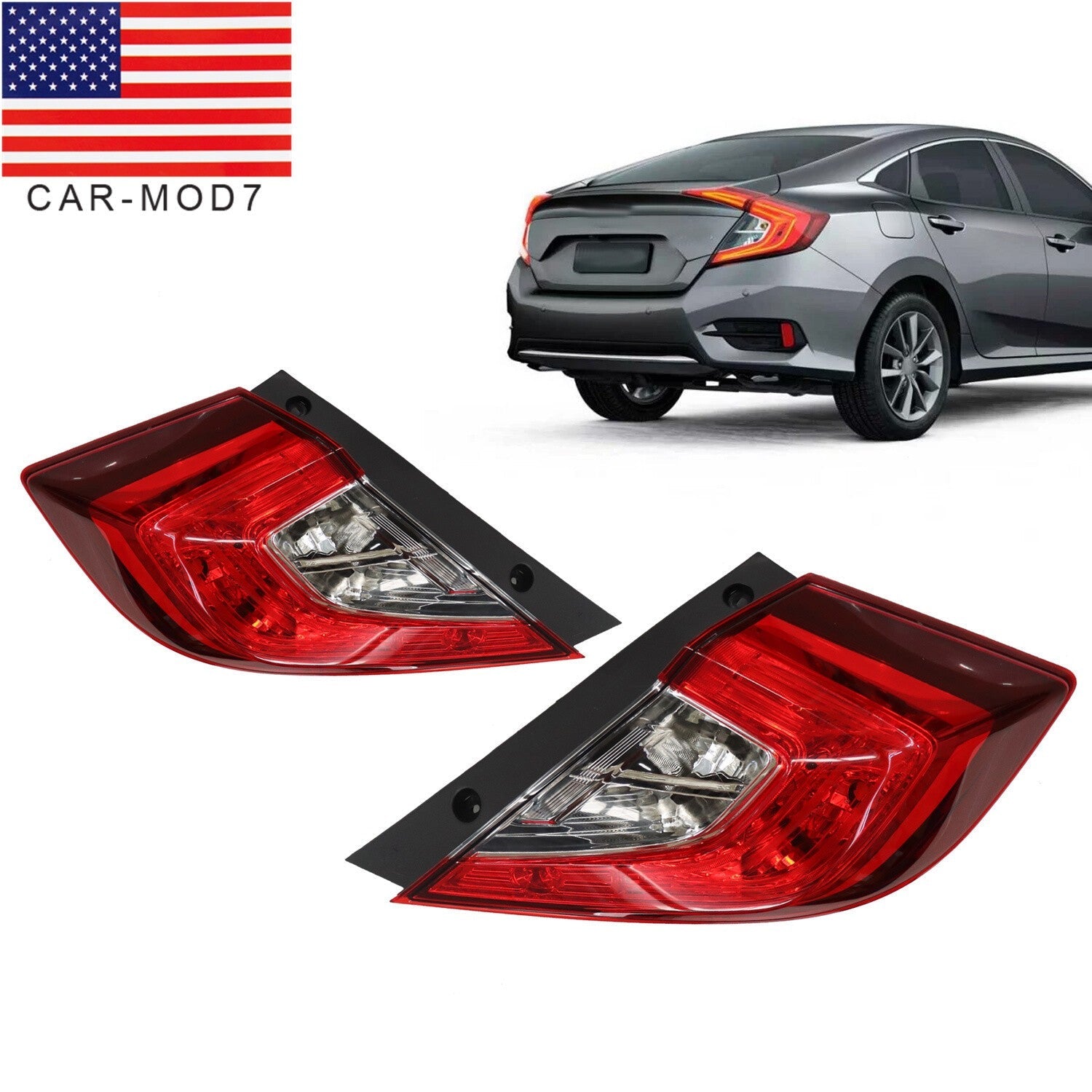 LED Taillights Pair Left & Right for Honda Civic 2016-2021 Rear Assembly