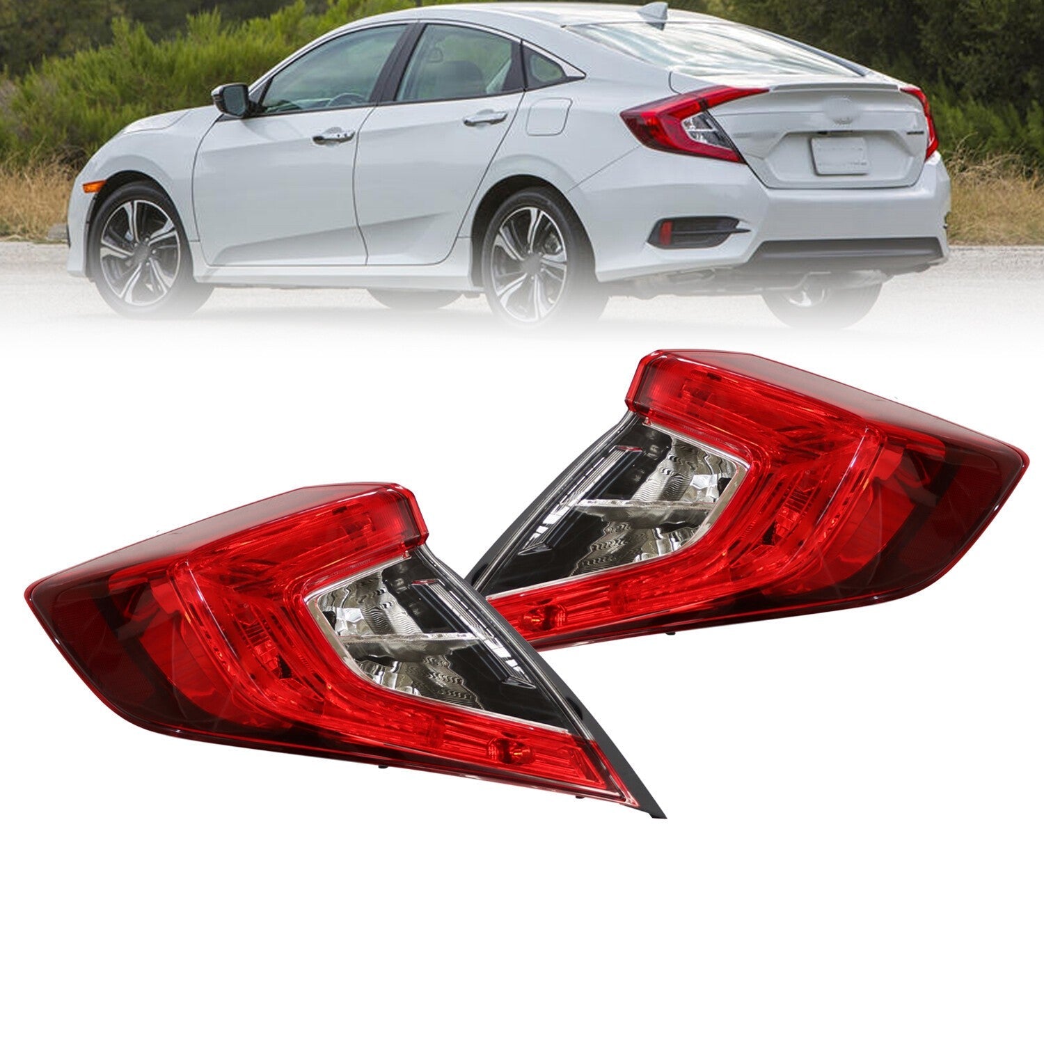 LED Taillights Pair Left & Right for Honda Civic 2016-2021 Rear Assembly