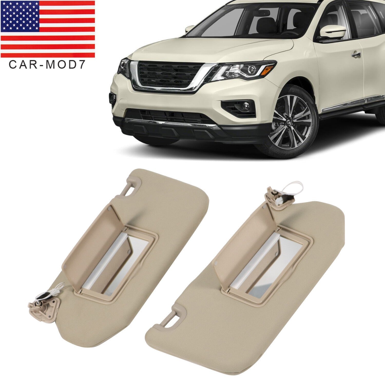 Pair LH RH Sun Visor w/Lamp for 2013-18 Nissan Pathfinder 2014-17 Infiniti QX60