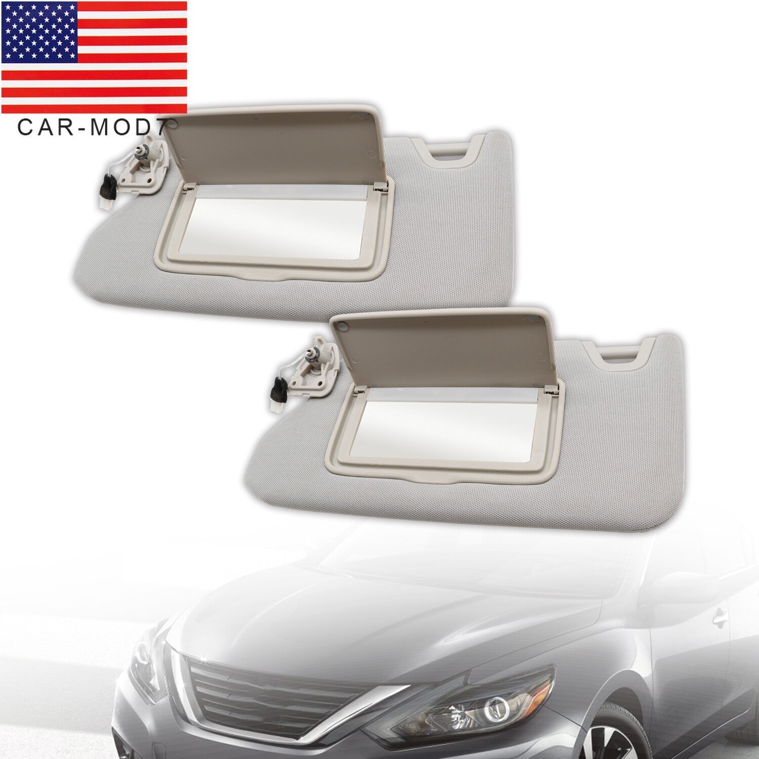 Pair Sun Visor Gray w/ Light for 2013-2018 Nissan Altima Left & Right